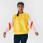 Sweatshirt - loose fit - gemaakt van biologisch katoen - geel + regenboogº - The Driftwood Tales