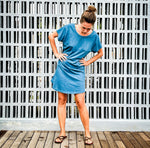 Kleid-recycelte Baumwolle (Jersey)-blau