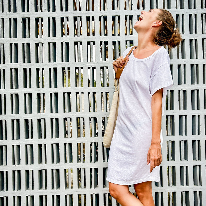 Dress-recycled cotton (jersey) -white