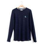 Langarm-T-Shirt – recycelter Stoff – Japanische Welle vor Kanagawa – dunkelblau