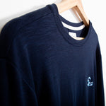 Langarm-T-Shirt – recycelter Stoff – Japanische Welle vor Kanagawa – dunkelblau