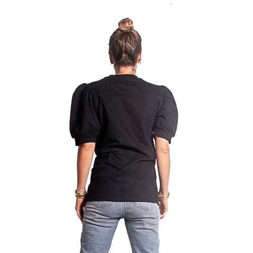 Biologisch zwart sweatshirt met Pofmouwen