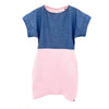 Jurk - re-denim + roze katoen
