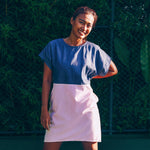 Jurk - re-denim + roze katoen