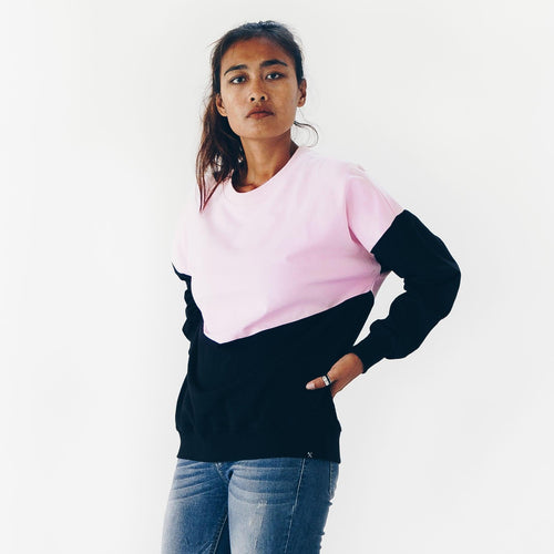 Sweatshirt - loose fit - gemaakt van biologisch katoen - zwart, rozeº - The Driftwood Tales