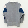 Sweatshirt - AMY - RE-DENIM-made from 4 different recycled fabrics-light pink, denim, gray